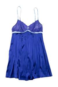 Dresses: #119 Heidi Klum Intimates Satin Lace Babydoll Chemise Blue | c. 171 | Size 10