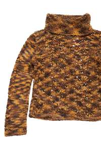 Alpaca S Pul Openwork Turtleneck Sweater Brown | c. 168 | Size 6