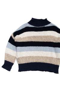 Striped Mock Neck Sweater Navy | c. 168 | Size 8