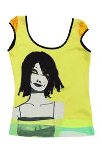 #30 Custo Barcelona Cap-sleeve Graphic Top Green | c. 171 | Size 12