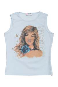 #52 Morgan De Toi Sleeveless Graphic Top Blue | c. 170 | Size 8