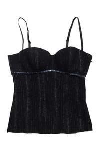 Lingerie: #82 Intimissimi Sequin-trimmed Pinstripe Camisole Top Black | c. 171 | Size 10
