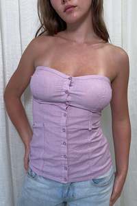 Top Picks: #53 Derek Heart Strapless Button-front Top Pink | c. 172 | Size 8/10