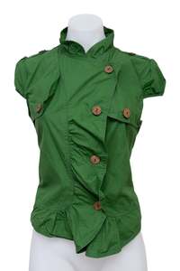 Jackets: #101 Promod Short Sleeve Jacket Top Green | c. 200 | Size 10