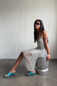 Dresses: #174 Crotchet Dress Silver | c. 208 | Size 6