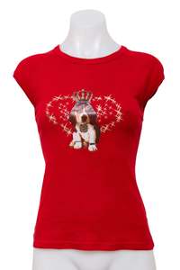 Baby Tees: #076 Kiabi Woman T-shirt Red | c. 208 | Size 10