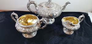 Products: A William IV Scottish sterling silver three-piece tea service, Edinburgh 1831 by James McKay