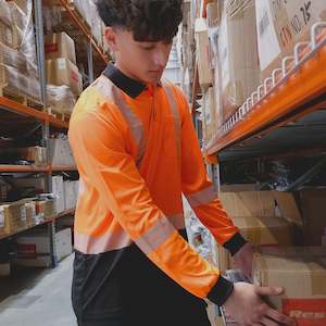 R486X Work-Guard Recycled Hi Vis Long Sleeve Day/Night Polo