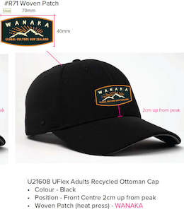 My: GC U21608R Black Cap With Rectangle Wanaka Adhesive Patch