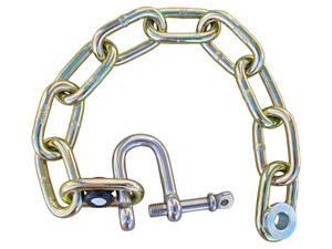 Premium Trailer Parts: 10-Link 8mm Safety Chain - SS D-Shackle, Insert & Washer