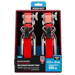 QUICKLOADER 600KG Retractable Ratchet 4.5M X 25MM (2PC)