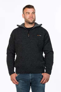 Adult Merino Top Collection: MKM Tasman Mens Jumper - Coal