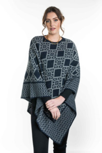 Adult Merino Top Collection: Diamond Poncho by Koru Knitwear available in 3 colours