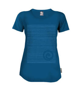 Ocean Merino Scoop Neck Ladies Tee Shirt - Short Sleeve - Abstract Koru Motif