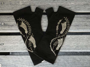 Adult Merino Gloves: Crown & Feather Fingerless Merino Gloves - Kowhai