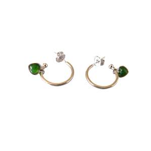 NZ Greenstone Heart Drop Sterling Silver Earrings 6mm