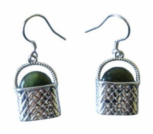 Sterling Silver Kete NZ Greenstone Earrings