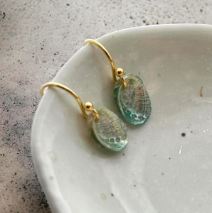 Jewellery Collection: Paua Shell With Silver Dipped Outer Shell French Hook Earrings