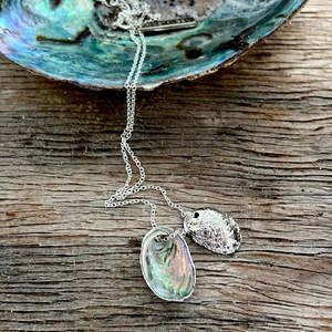Paua Shell Mother & Child Floating Necklace