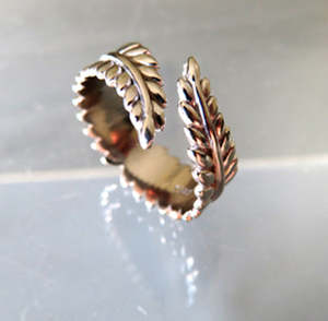 Silver Fern Wrap Ring, Stainless Steel & Silver
