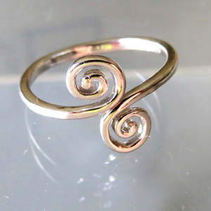 Double Koru Ring - Stainless Steel & Silver