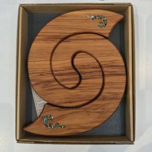 Rimu Koru Trivet with Paua Koru Motif- Naturally Wood