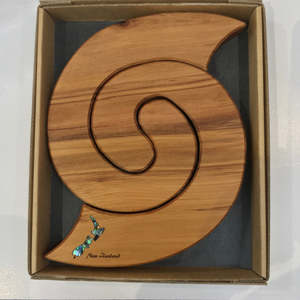Home Living Collection: Rimu Koru Trivet with Paua NZ Motif- Naturally Wood