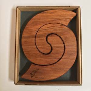 Rimu Koru Trivet with Silver Fern Motif - Naturally Wood