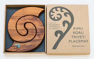Rimu Koru Trivet with Paua Kiwi Motif - Naturally Wood