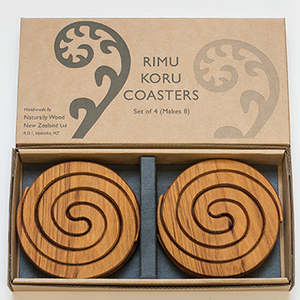Rimu Spiral Wood Coasters - Set of four makes eight coasters
