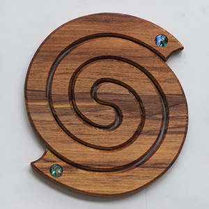 Rimu and Paua Spiral Wood Coaster