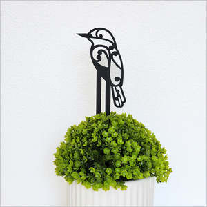 Acrylic Plant Stake by Crystal Ashley - Koru Kotare / Kingfisher