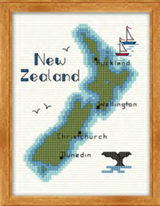 Map of New Zealand - Cross Stitch Kit
