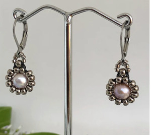 New Collection: Hematite Pearl Daisy Earrings by Beadworkz