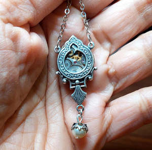 New Collection: Ornate Window Pendant with Timepiece and Pearl