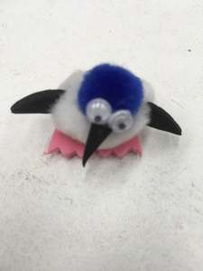 Keyring Pos Tile: Blue Pom Pom Penguin  Magnet - Rozcraft