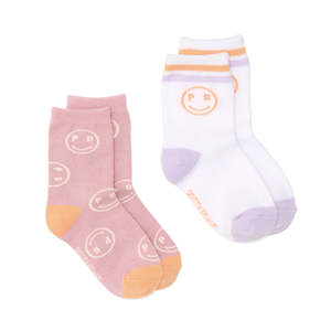 Sale Room: 2-PACK SMILEY SOCKS Blush/White