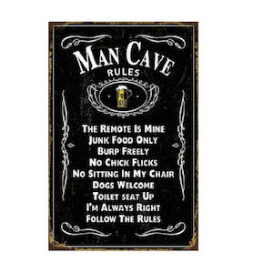 Wall Hangings Canvases: Man Cave Rules - Metal Wall Hanging