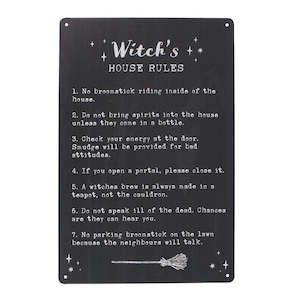 Wall Hangings Canvases: Witches House Rules - Metal Wall Hanging