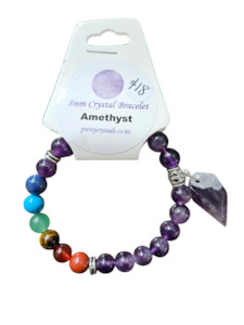 Bracelets: Amethyst 8mm Bracelet with Charm