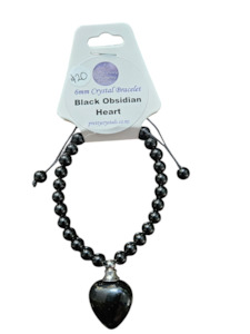 Black Obsidian 6mm Bracelet with Heart