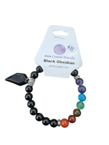 Black Obsidian 8mm Bracelet with Charm