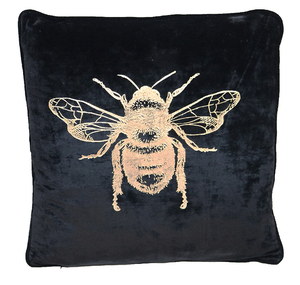 Velvet Bee Cushion Black/Gold