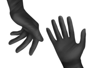Gloves: Black Disposable Nitrile Gloves - 3.2 - 5.0 GSM- Set of 50 Pairs