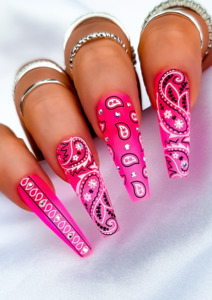 NAIL TRANSFER TATTOOS - PAISLEY BANDANA - BLACK & WHITE