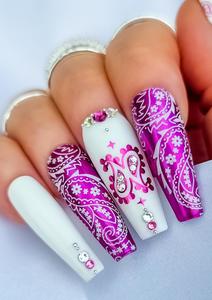 Bandana: NAIL FOILS | PAISLEY PRINT | FUCHSIA