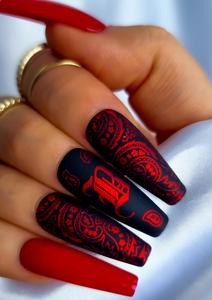 Bandana: NAIL FOILS - PAISLEY BANDANA - RED