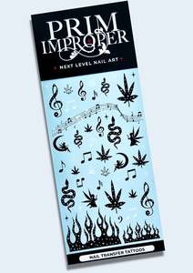 One Love Limited Edition: NAIL TRANSFER TATTOOS - VIBING HIGH - BLACK & WHITE