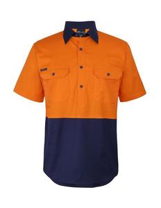 Hi Vis Tradewear Polos Shirts: 6HVCW JB's Hi Vis Close Front S/S 150g Work Shirt
