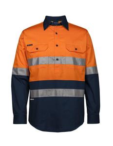 6HWCS JB's Hi Vis (D+N) Close Front L/S 150g Work Shirt